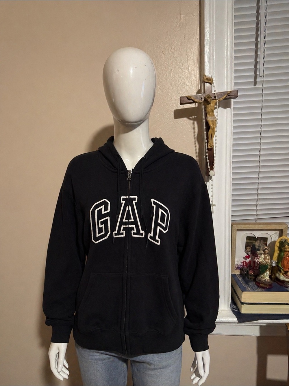 GAP Black Hooded Zip Jacket with Logo Tag